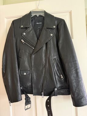 Madewell Black Leather Asymmetrical Moto Jacket